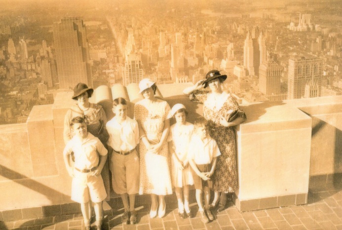 Mimi (Audrey (née St. Raymond) Vitter) and the St. Raymond family on the Empire State Building, 1934